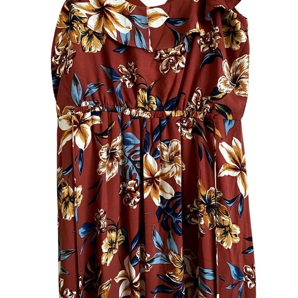 By & By High Low Dress/Size XXL Women-Floral Lined Rust Colored Dress-NWT - Picture 5 of 8